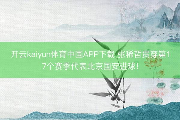 开云kaiyun体育中国APP下载 张稀哲贯穿第17个赛季代表北京国安进球！
