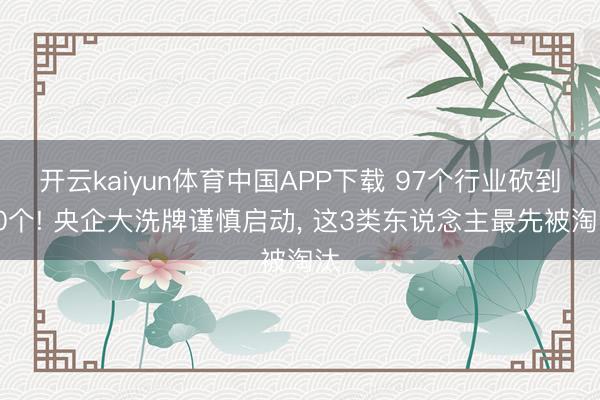 开云kaiyun体育中国APP下载 97个行业砍到20个! 央企大洗牌谨慎启动， 这3类东说念主最先被淘汰