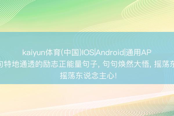 kaiyun体育(中国)IOS|Android|通用APP下载 14句特地通透的励志正能量句子， 句句焕然大悟， 摇荡东说念主心!