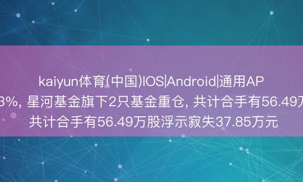kaiyun体育(中国)IOS|Android|通用APP下载 中国重汽股价跌3%， 星河基金旗下2只基金重仓， 共计合手有56.49万股浮示寂失37.85万元