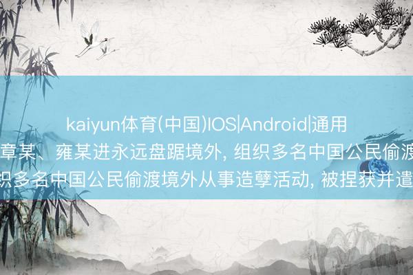 kaiyun体育(中国)IOS|Android|通用APP下载 国度外侨处理局: 章某、雍某进永远盘踞境外， 组织多名中国公民偷渡境外从事造孽活动， 被捏获并遣返归国